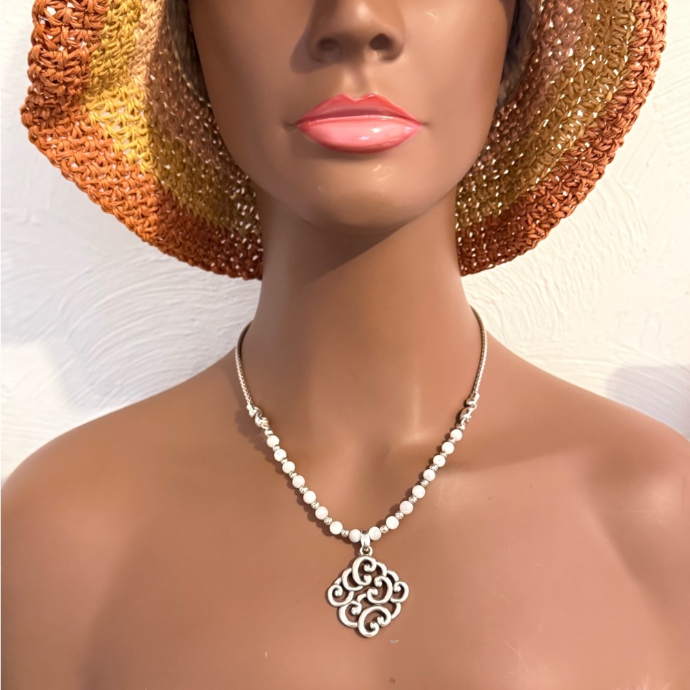 Brighton Swirl Pendant Necklace - White Beaded Women's Jewelry - Picture 6 of 6